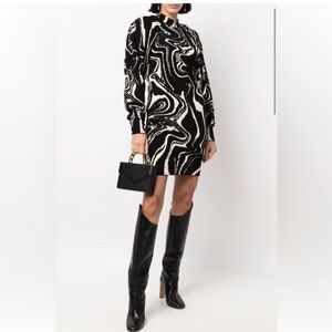 ROTATE BIRGER CHRISTENSEN Kendra knitted dress Black White Marble Size S​​